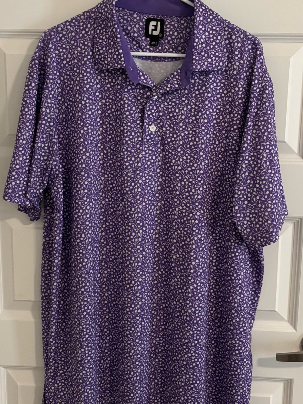 FootJoy Purple Micro Leaf Print Golf Polo